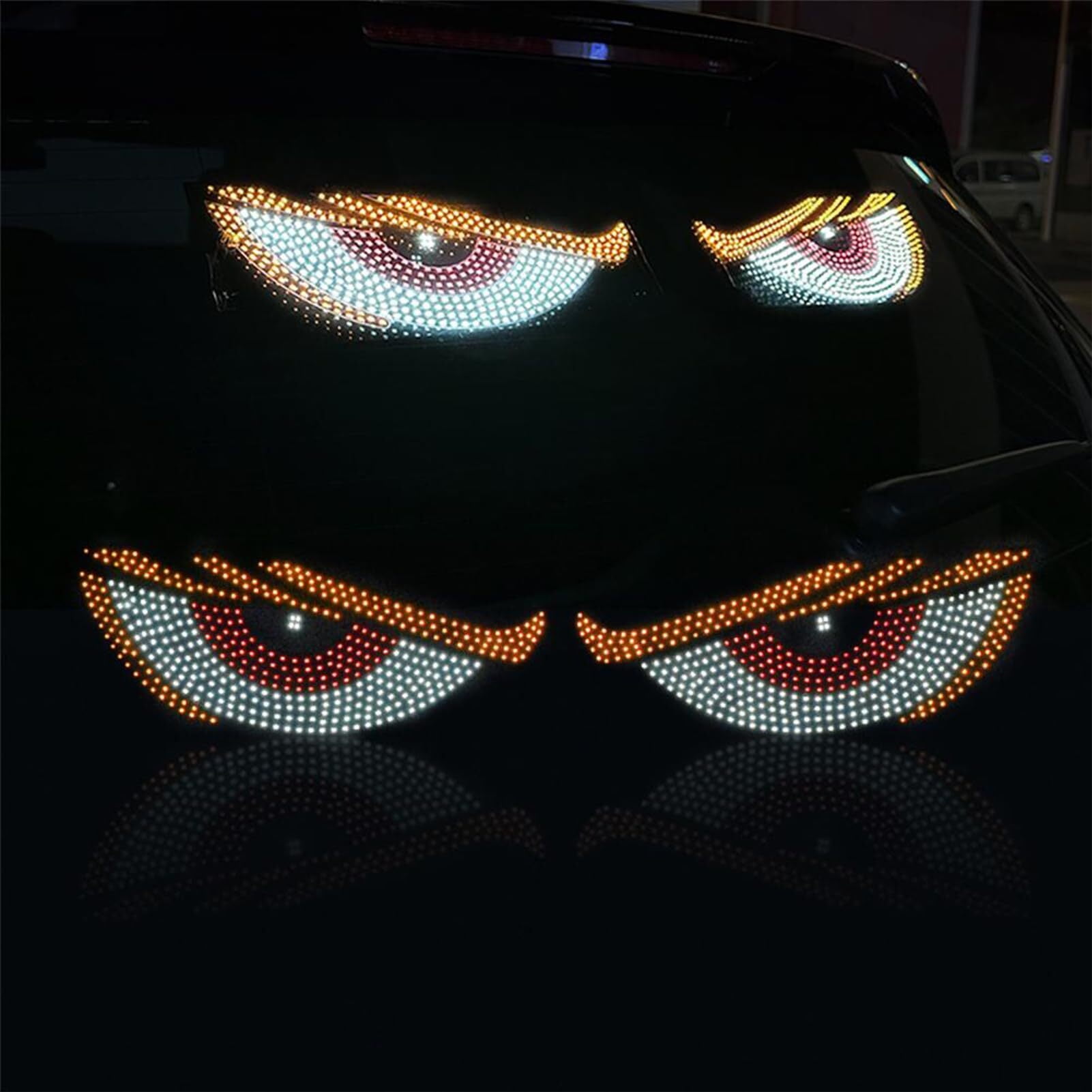 USB Dynamic Big Devil Eyes Light for Cars, Devil Eyes Light for Car Windshield, Flexible Dynamic LED Car Devil's Eyes Window Screen LED Display for Car Truck Window 