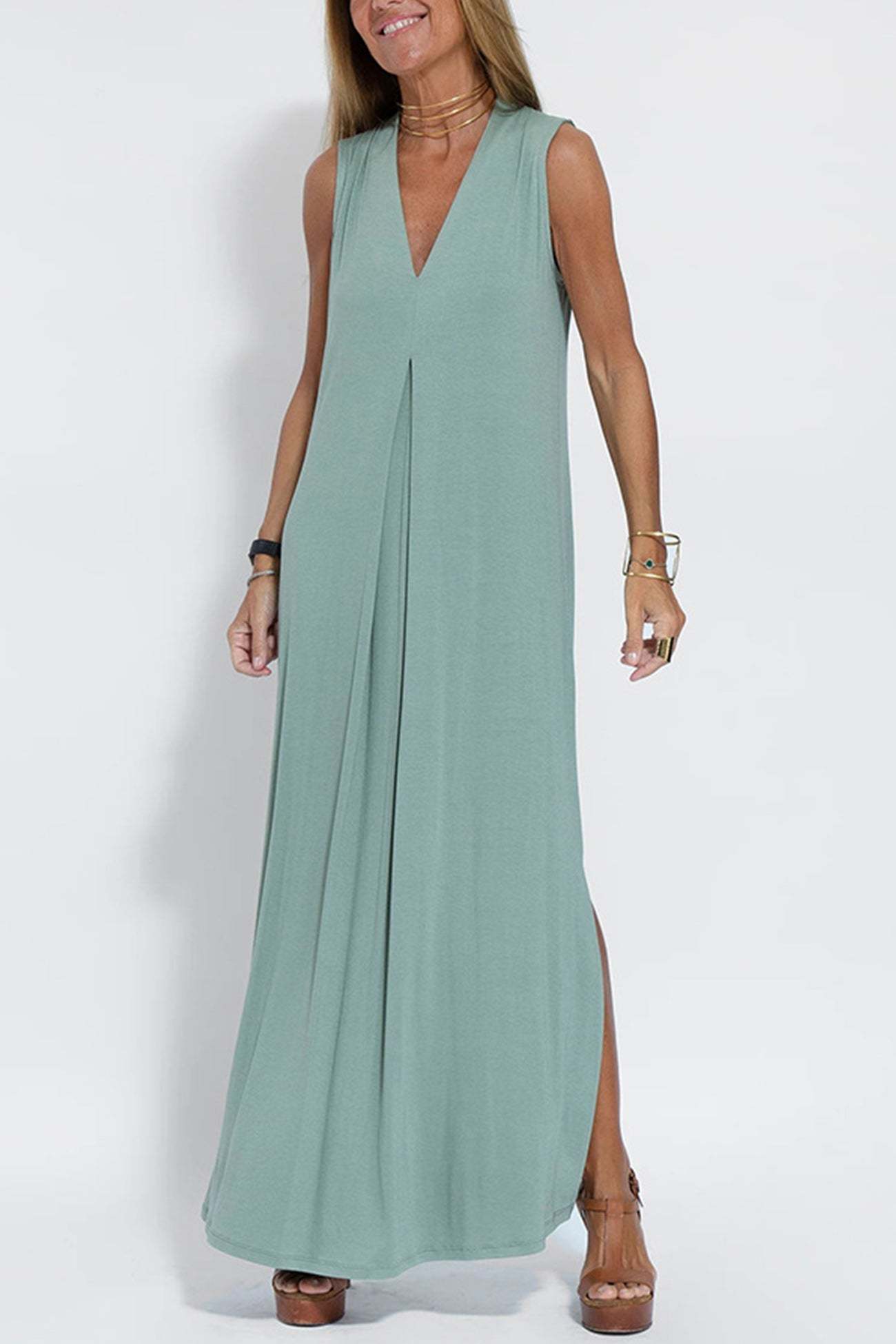 V Neck Tank Dress Long Cardigan Suits