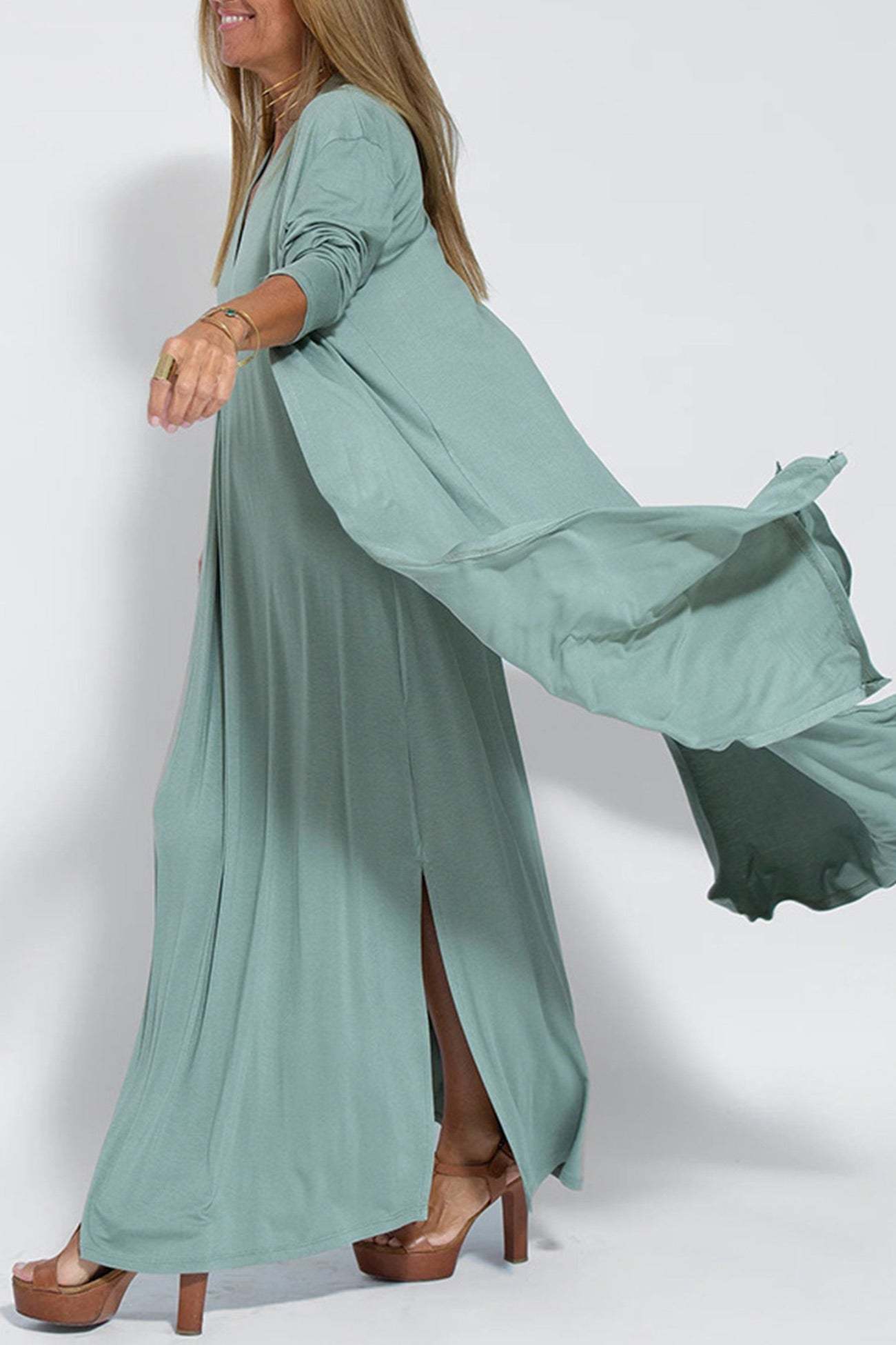 V Neck Tank Dress Long Cardigan Suits