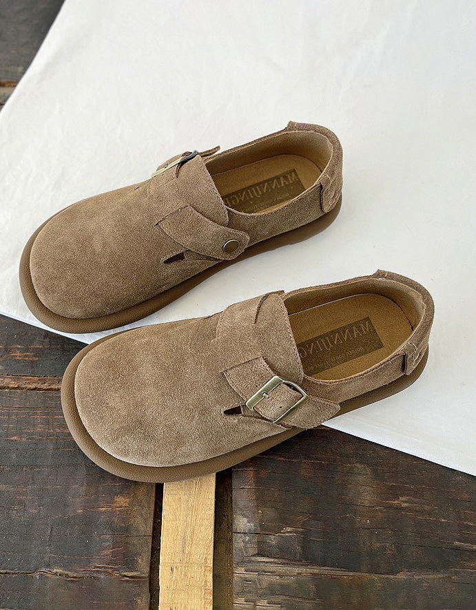 Wide Toe Box Comfortable Suede Flat Shoes Clogs