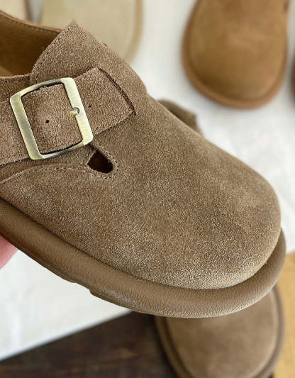 Wide Toe Box Comfortable Suede Flat Shoes Clogs