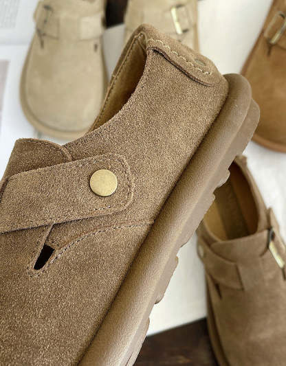 Wide Toe Box Comfortable Suede Flat Shoes Clogs