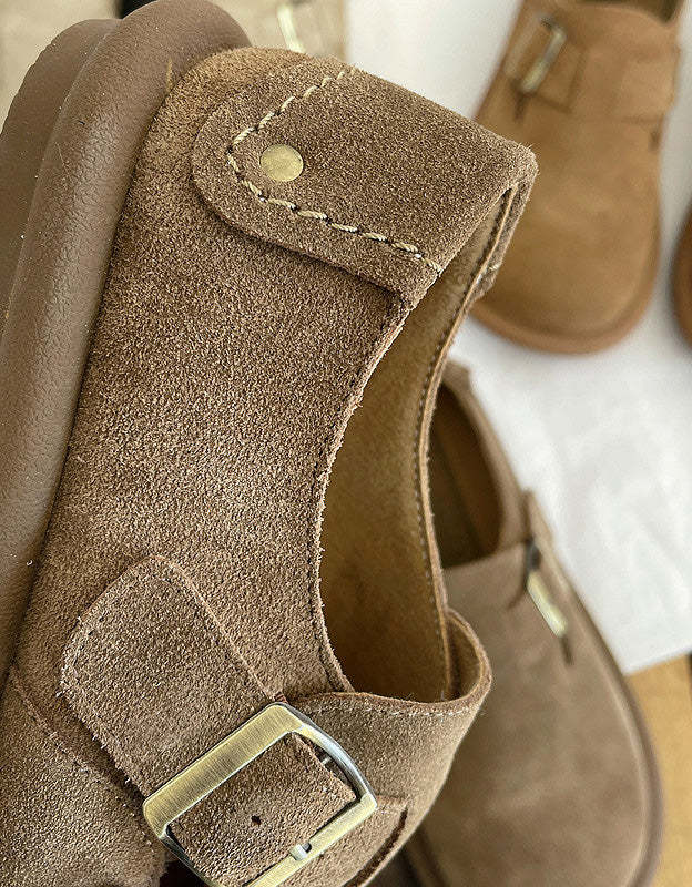 Wide Toe Box Comfortable Suede Flat Shoes Clogs