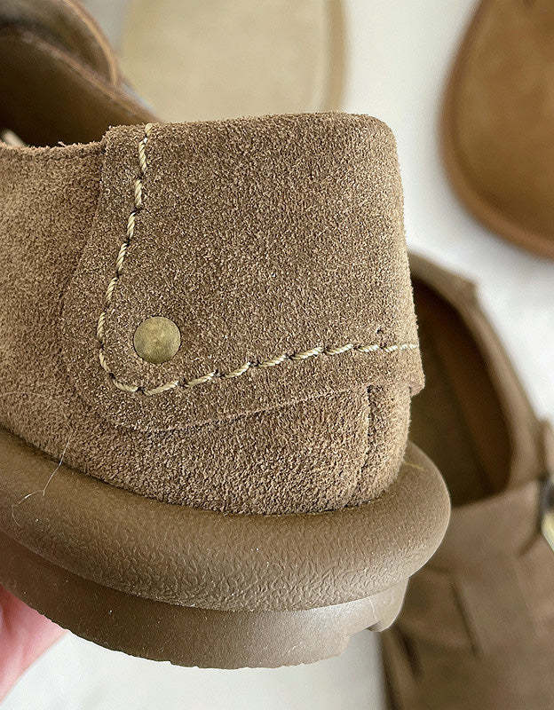 Wide Toe Box Comfortable Suede Flat Shoes Clogs