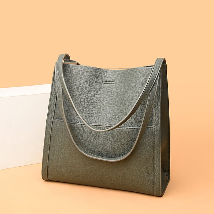 ⏰Solid color genuine leather shoulder bag