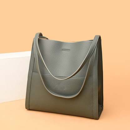 ⏰Solid color genuine leather shoulder bag