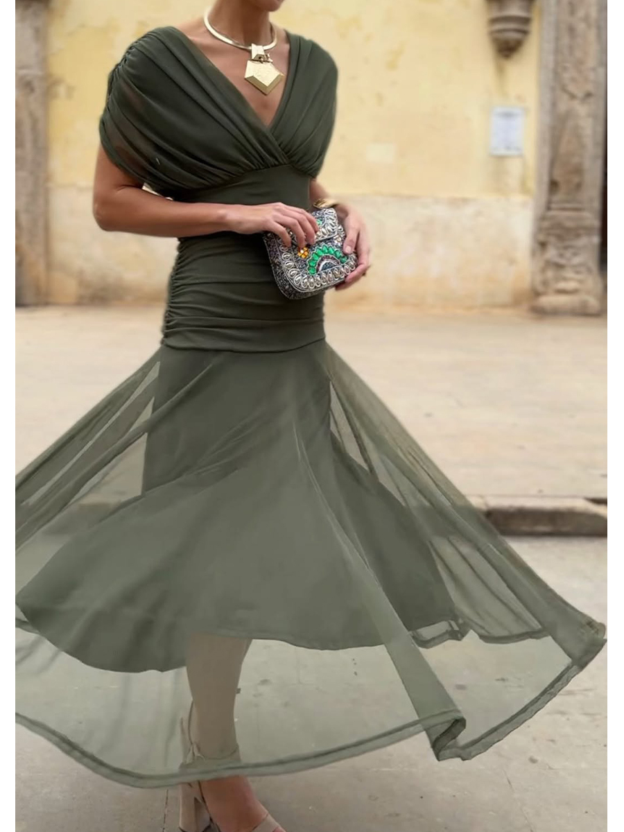 Women's Elegant Mesh Boutonniere Dress