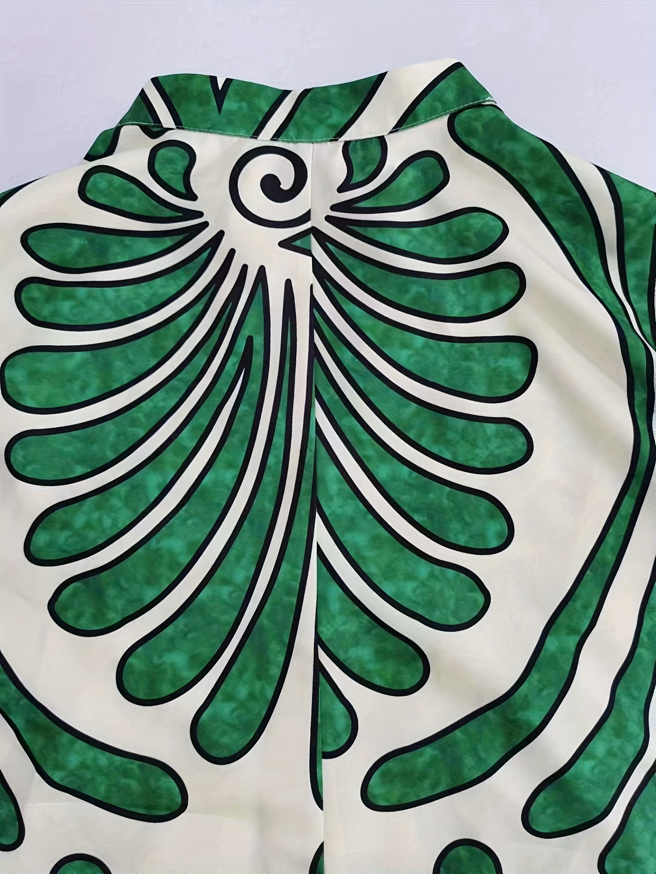 Plus Size Elegant Dress, Women's Plus Allover Print Bell Sleeve Button Up Mock Neck Maxi Smock Dress