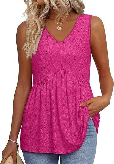 Women Dressy Sleeveless V Neck Tank Tops
