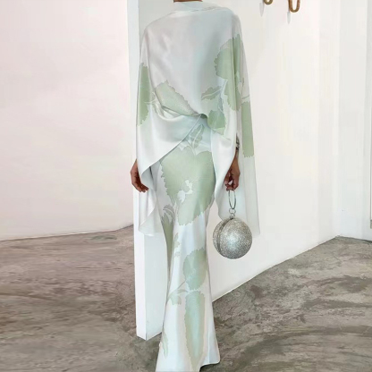 Vintage High Street Skirts Suits  Fashion Floral Print Party Set Casual Loose Asymmetric Commuter Outfits