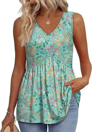 Women Dressy Sleeveless V Neck Tank Tops