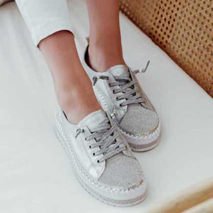 DIAMOND SILVER LEATHER SNEAKERS