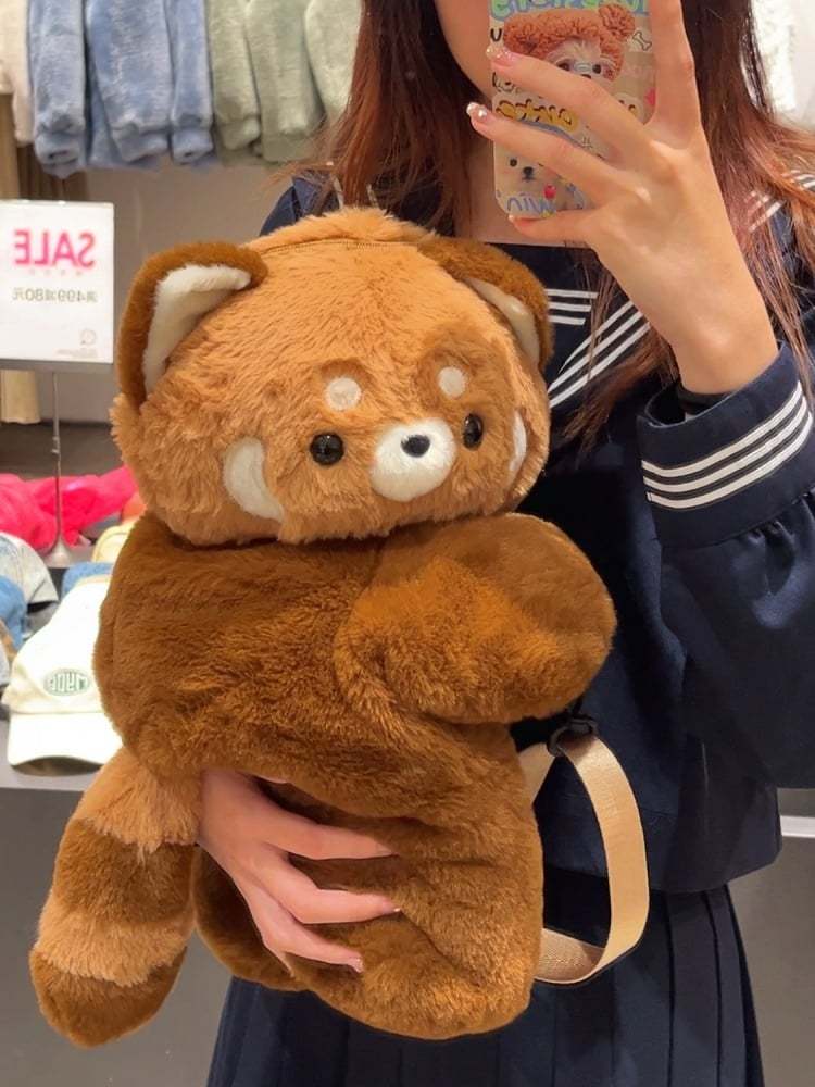 Cute Red Panda Brown Plush Backpack/Crossbody