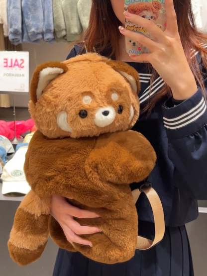 Cute Red Panda Brown Plush Backpack/Crossbody