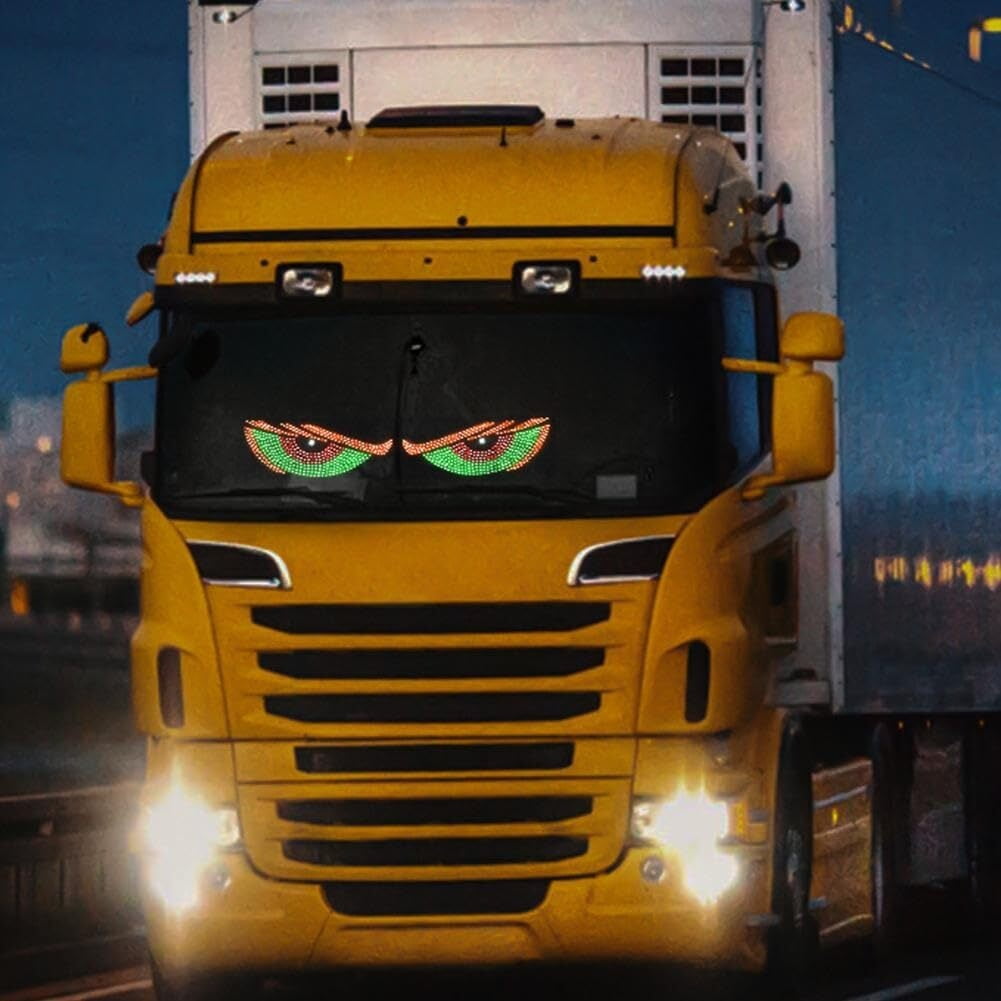 USB Dynamic Big Devil Eyes Light for Cars, Devil Eyes Light for Car Windshield, Flexible Dynamic LED Car Devil's Eyes Window Screen LED Display for Car Truck Window 