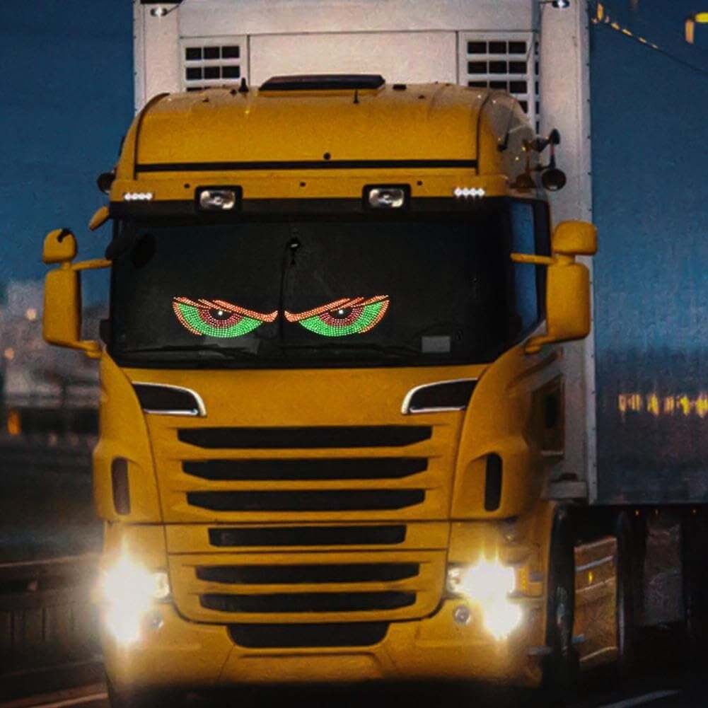 USB Dynamic Big Devil Eyes Light for Cars, Devil Eyes Light for Car Windshield, Flexible Dynamic LED Car Devil's Eyes Window Screen LED Display for Car Truck Window 