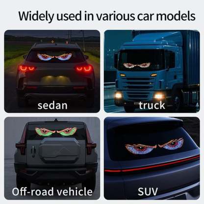 USB Dynamic Big Devil Eyes Light for Cars, Devil Eyes Light for Car Windshield, Flexible Dynamic LED Car Devil's Eyes Window Screen LED Display for Car Truck Window 