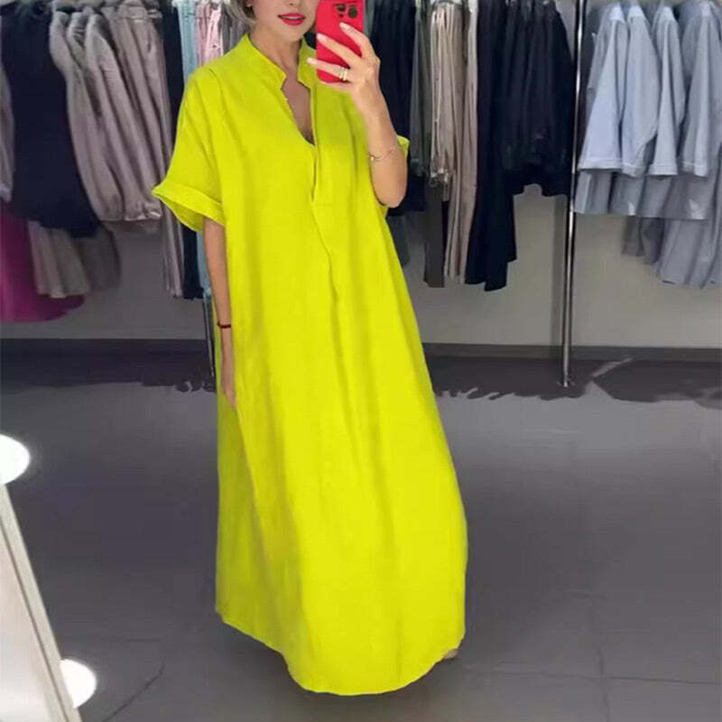 Ruocoo - Women's long shirt dress with pockets