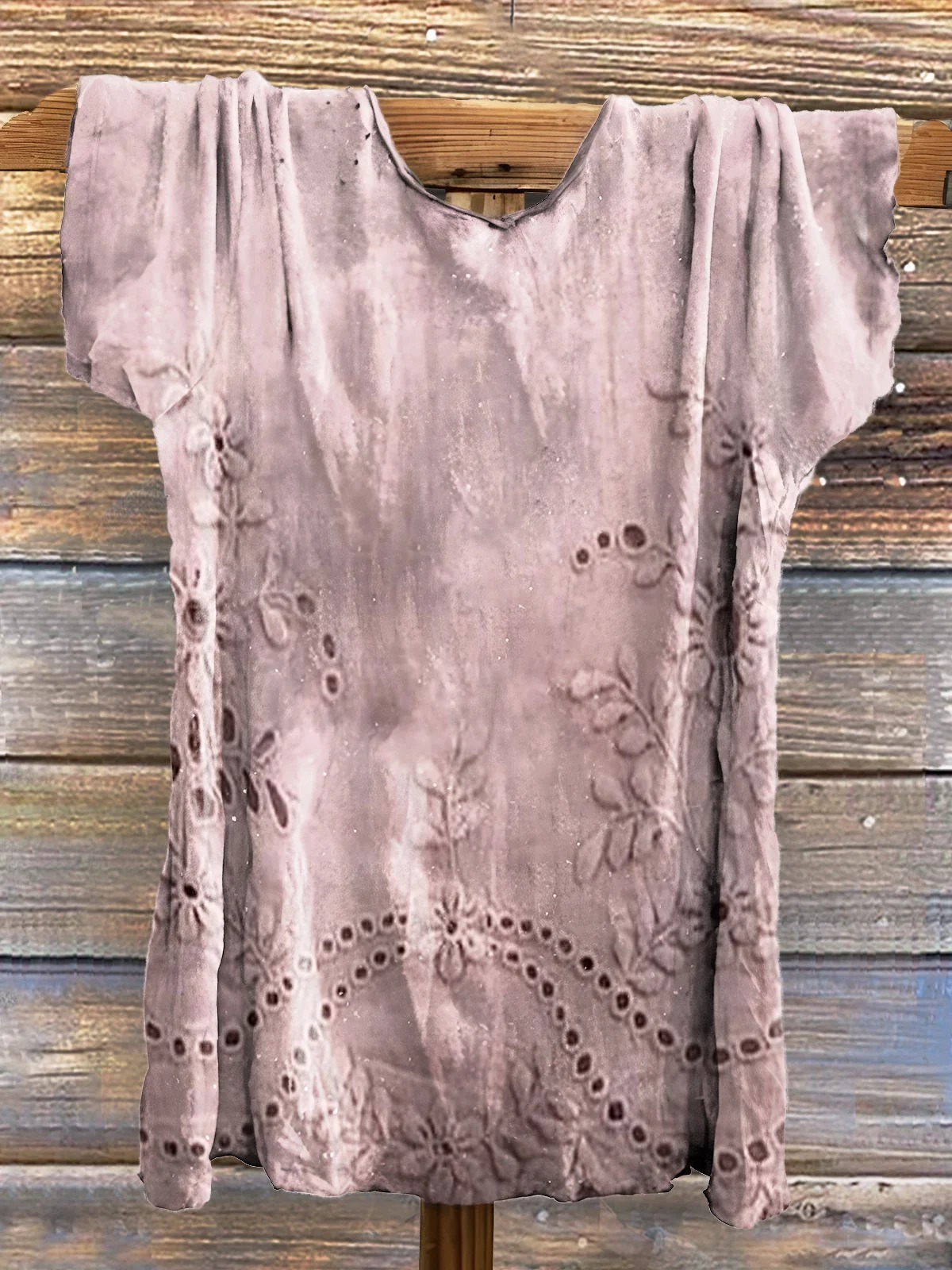 Women's Vintage Floral Texture Patterns Print V-neck Casual T-Shirt