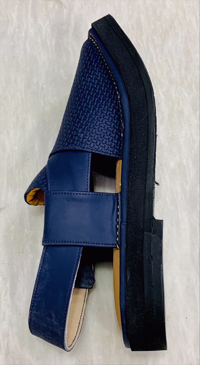Handmade men's traditional leather blue sandals, comfortable and stylish men's shoes