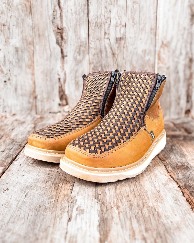 Handcrafted Men's Cowboy WORK BOOT Double Zipper Boots/ Boots Zipper S