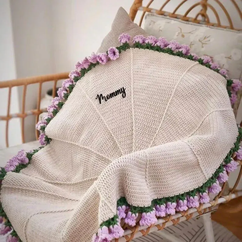 Hand-Knitted Rose Blanket DIY Kit & Ready-Made Gift for Mother's Day Valentine's Day