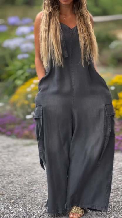 Women's V-Neck Overalls | Pocket Detail Casual Jumpsuit