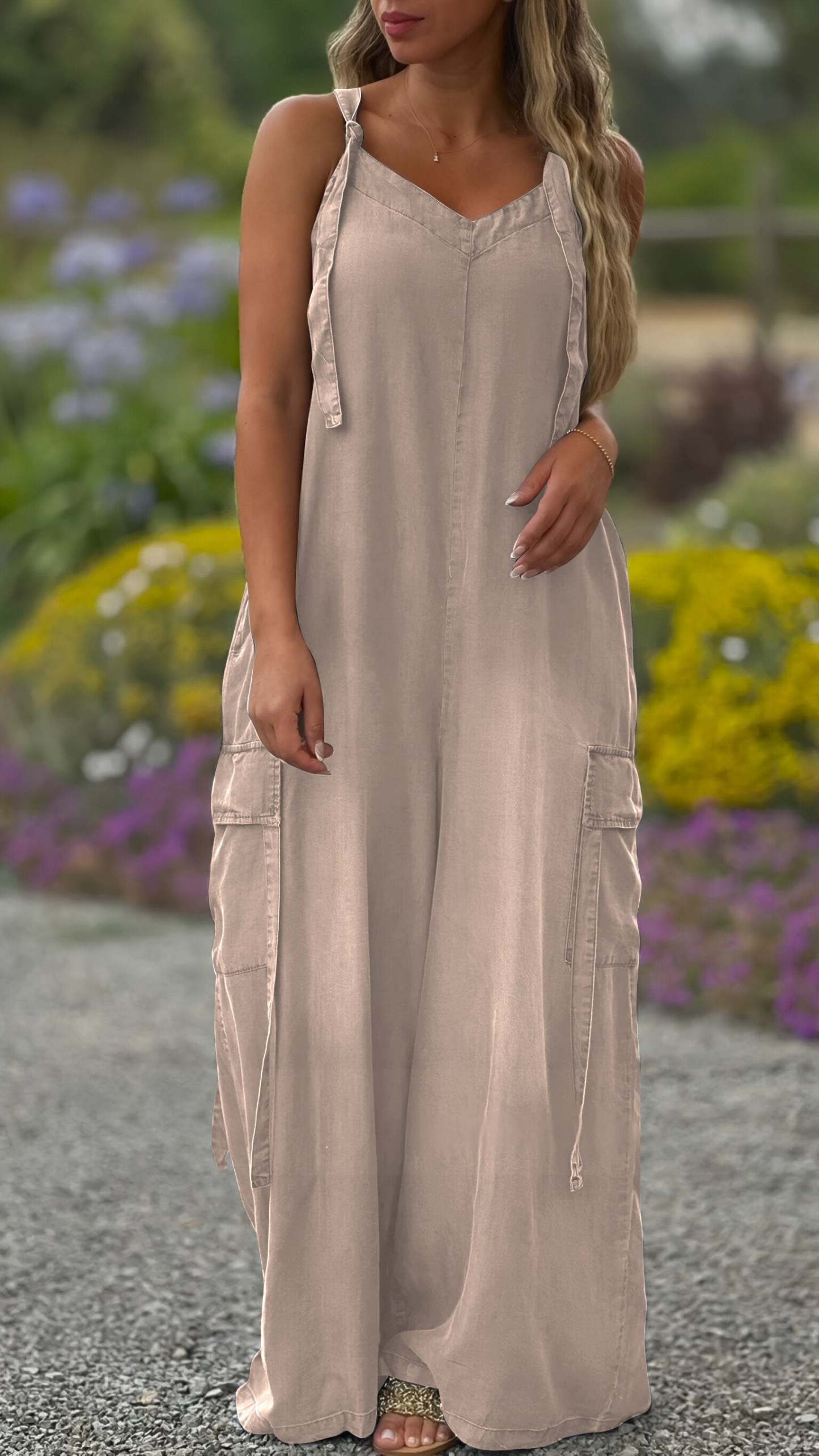 Women's V-Neck Overalls | Pocket Detail Casual Jumpsuit