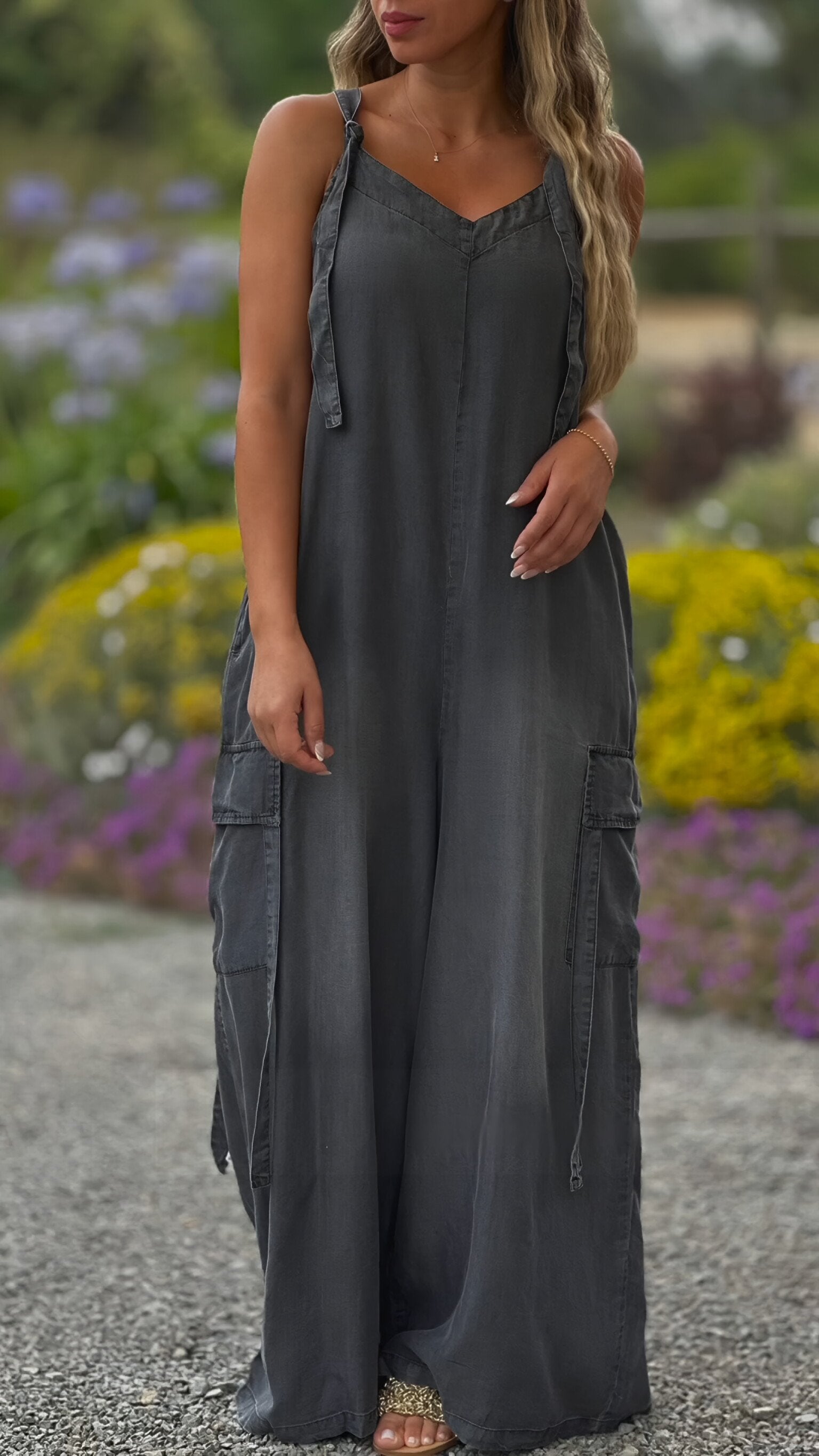 Women's V-Neck Overalls | Pocket Detail Casual Jumpsuit