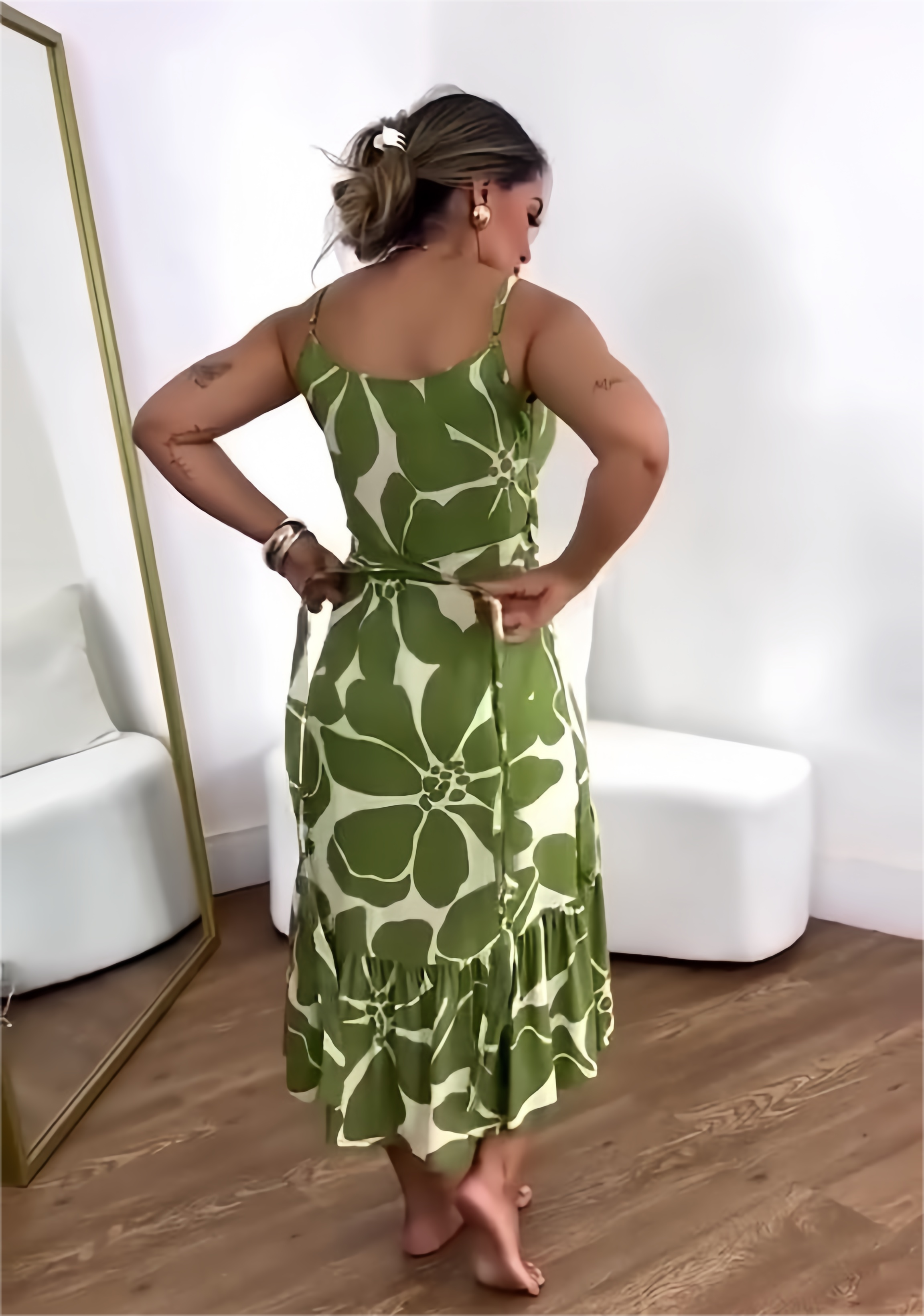 🏖️Summer Promotion 50% OFF🌼Women's Casual Resort Print Gathered Tunic Dress