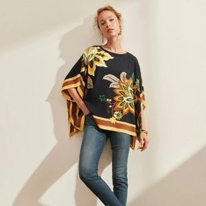 2025 Spring and Summer New Women's Outerwear Temperament High-end Cross-border European and American Printed Short-sleeved Mid-length Tops