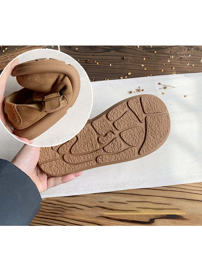 Wide Toe Box Comfortable Suede Flat Shoes Clogs