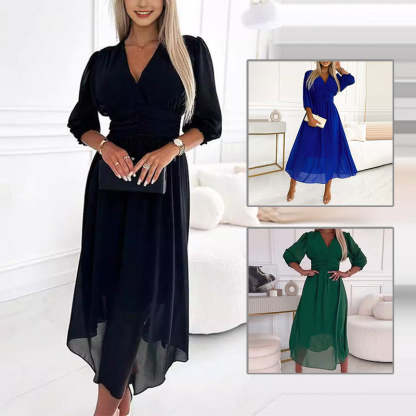 Women's V-Neck Chiffon Dress | Lightweight Flowing Summer Dress