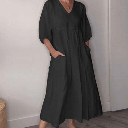 Women's V-Neck Casual Dress | Everyday Comfort Midi Dress