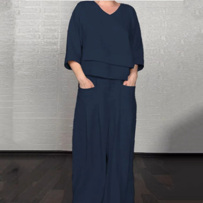 🌺Women's Cotton Linen Short Sleeve Set | Casual Two-Piece with Irregular Hem