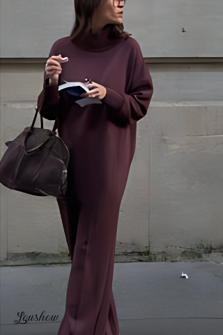 New spring and autumn solid color round neck loose casual sweatshirt and trousers two-piece set