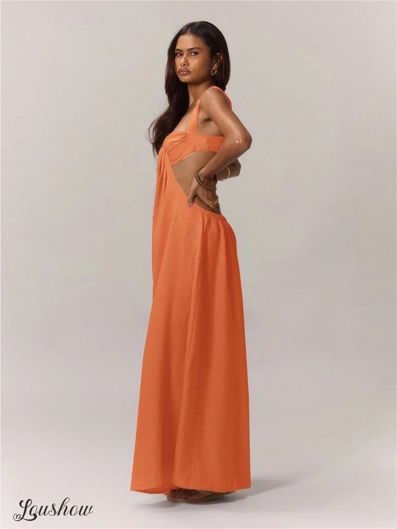 Women's Sleeveless Double Shoulder Tube Top Hollow Casual Jumpsuit