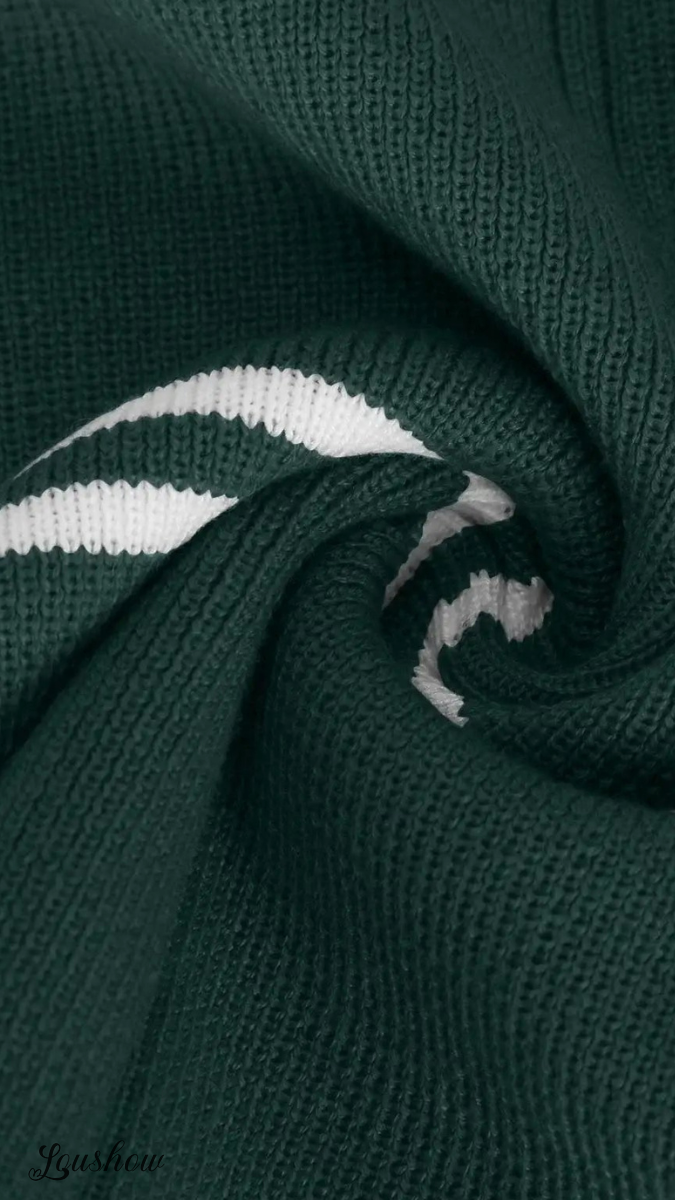 Autumn New Fashion Contrast Color Round Neck Long Sleeve Versatile Knitted Sweater Two-Piece Suit