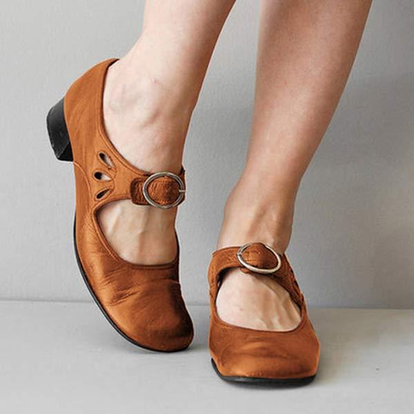 Leren Wig Gespen Sandalen
