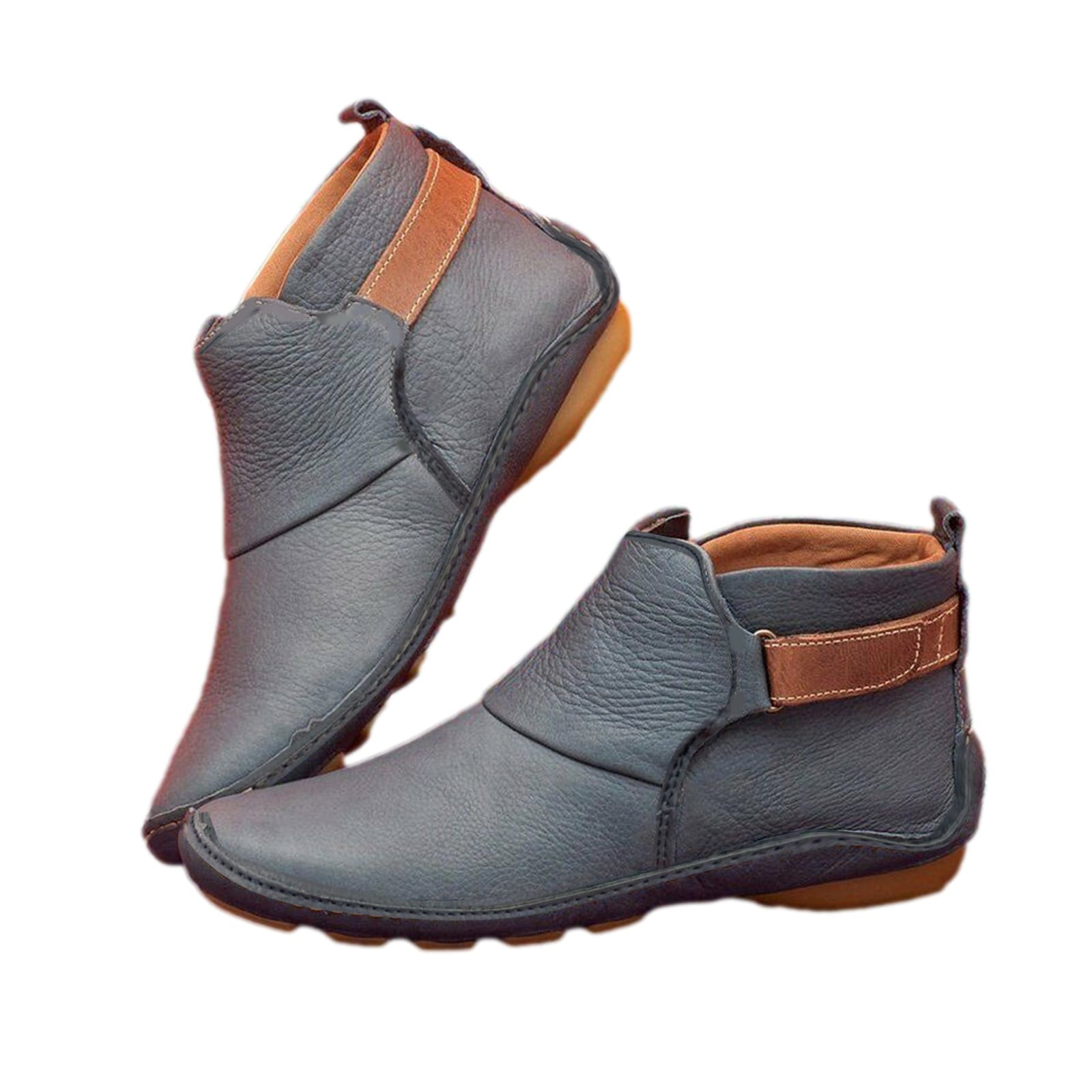 Pointed Toe Casual Women's Leather Boots Sleeve Fashion Boots Thick Warm Fashion Low Heel Women's Shoes