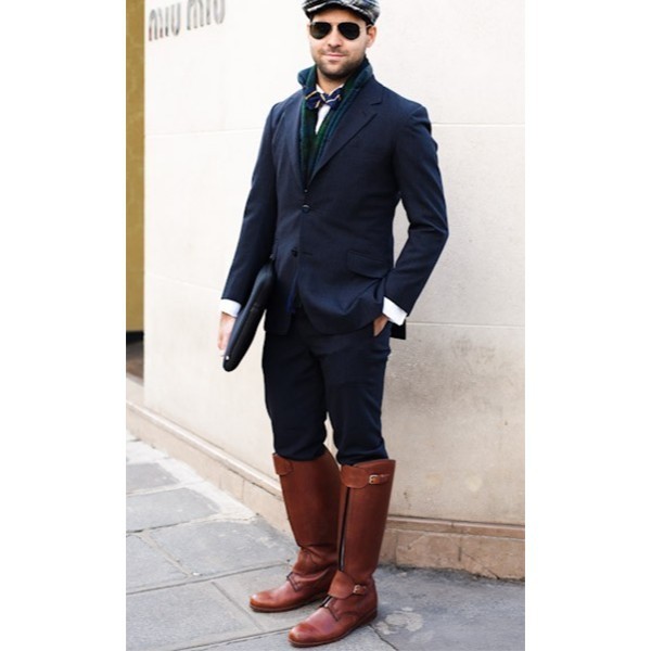 MEN'S RETRO BUCKLE FRONT ZIPPER KNIGHT BOOTS 90871046S