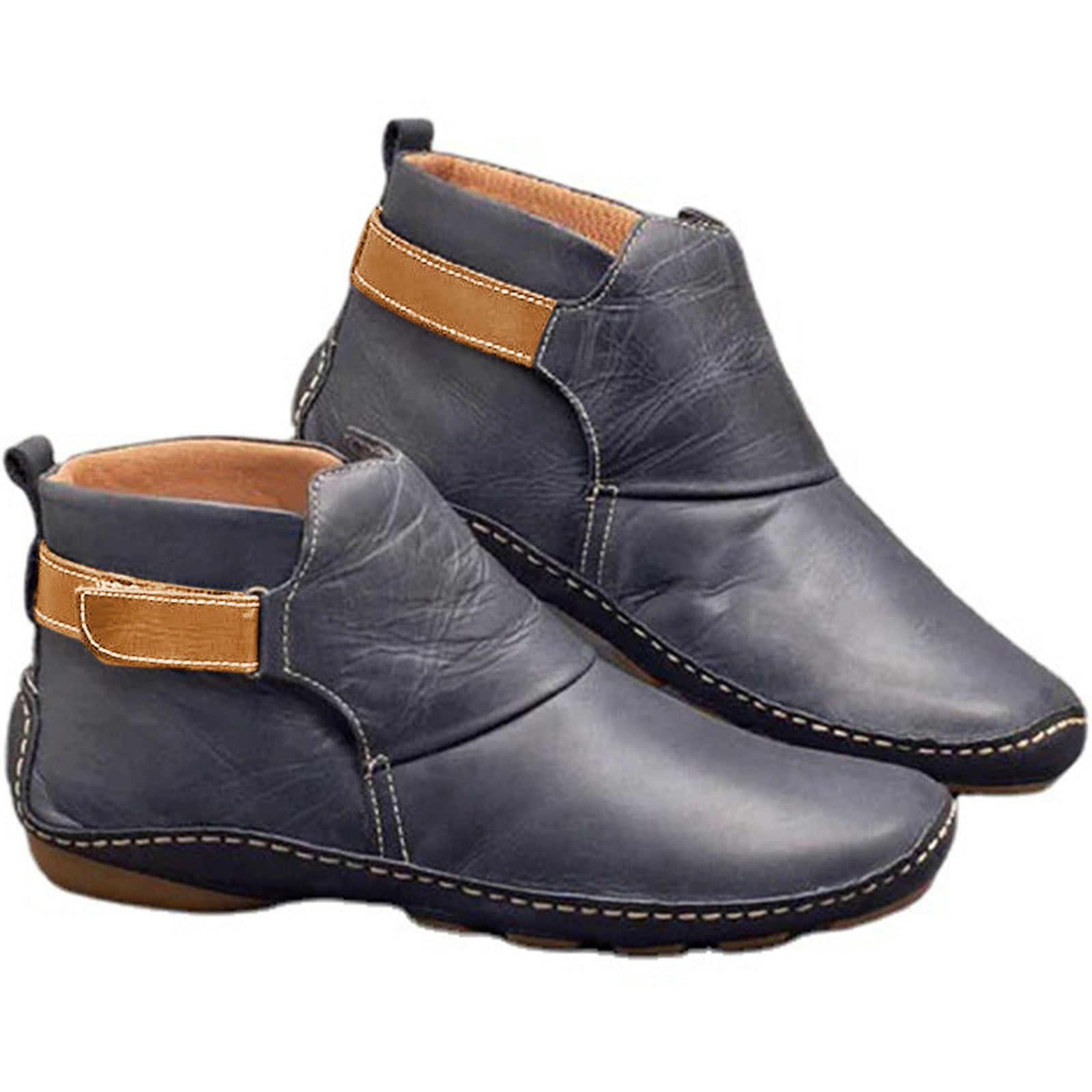 Pointed Toe Casual Women's Leather Boots Sleeve Fashion Boots Thick Warm Fashion Low Heel Women's Shoes