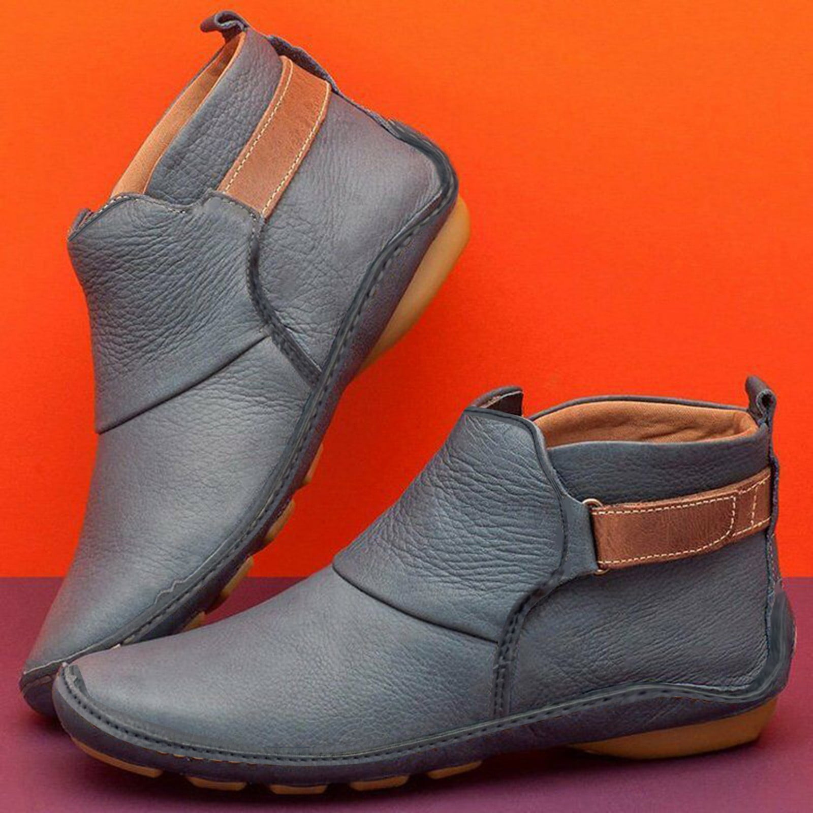 Pointed Toe Casual Women's Leather Boots Sleeve Fashion Boots Thick Warm Fashion Low Heel Women's Shoes