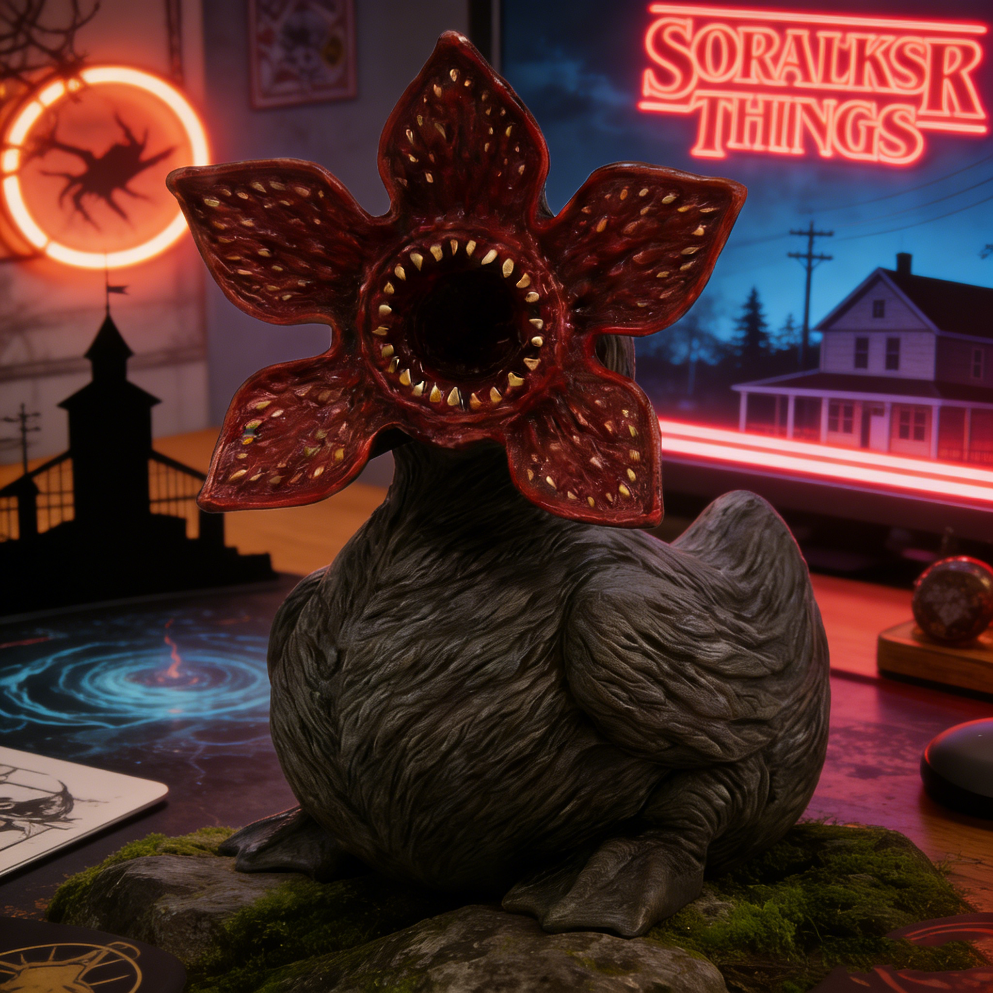 Creepy-Cute Flower-Mouth Duck – Quirky Collectible for Your Desk!”