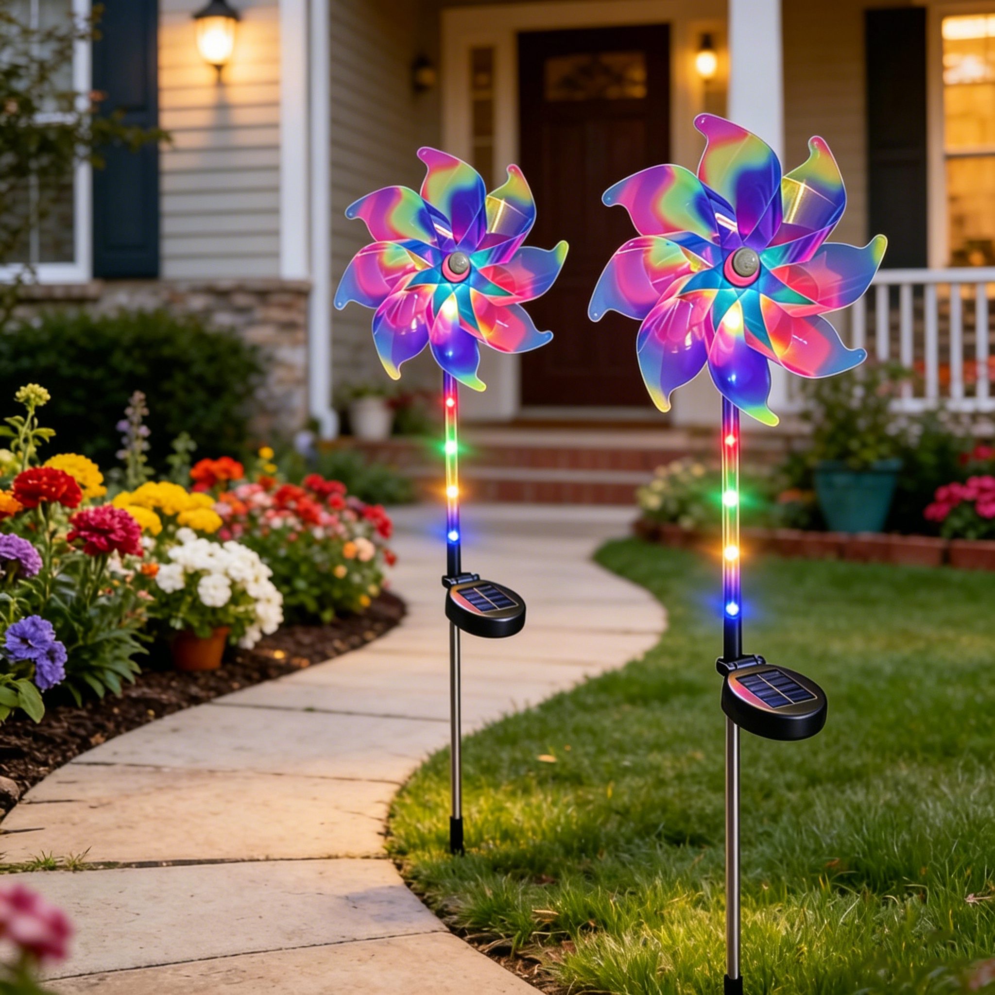 ✨Viral Hit Alert! Magical Holographic Rainbow Solar Pinwheel Lights to Bring Fairy Tales to Your Yard!🏡✨