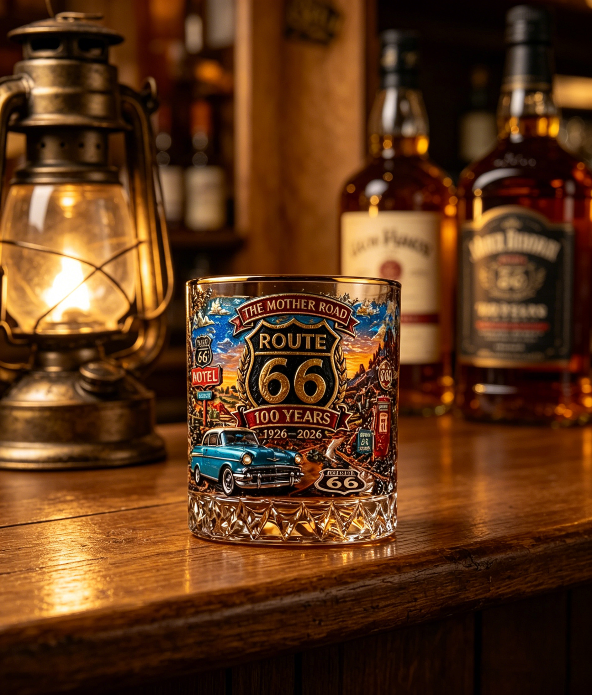 Route 66 Centennial 100 Years The Mother Road 1926-2026 Whiskey Glass