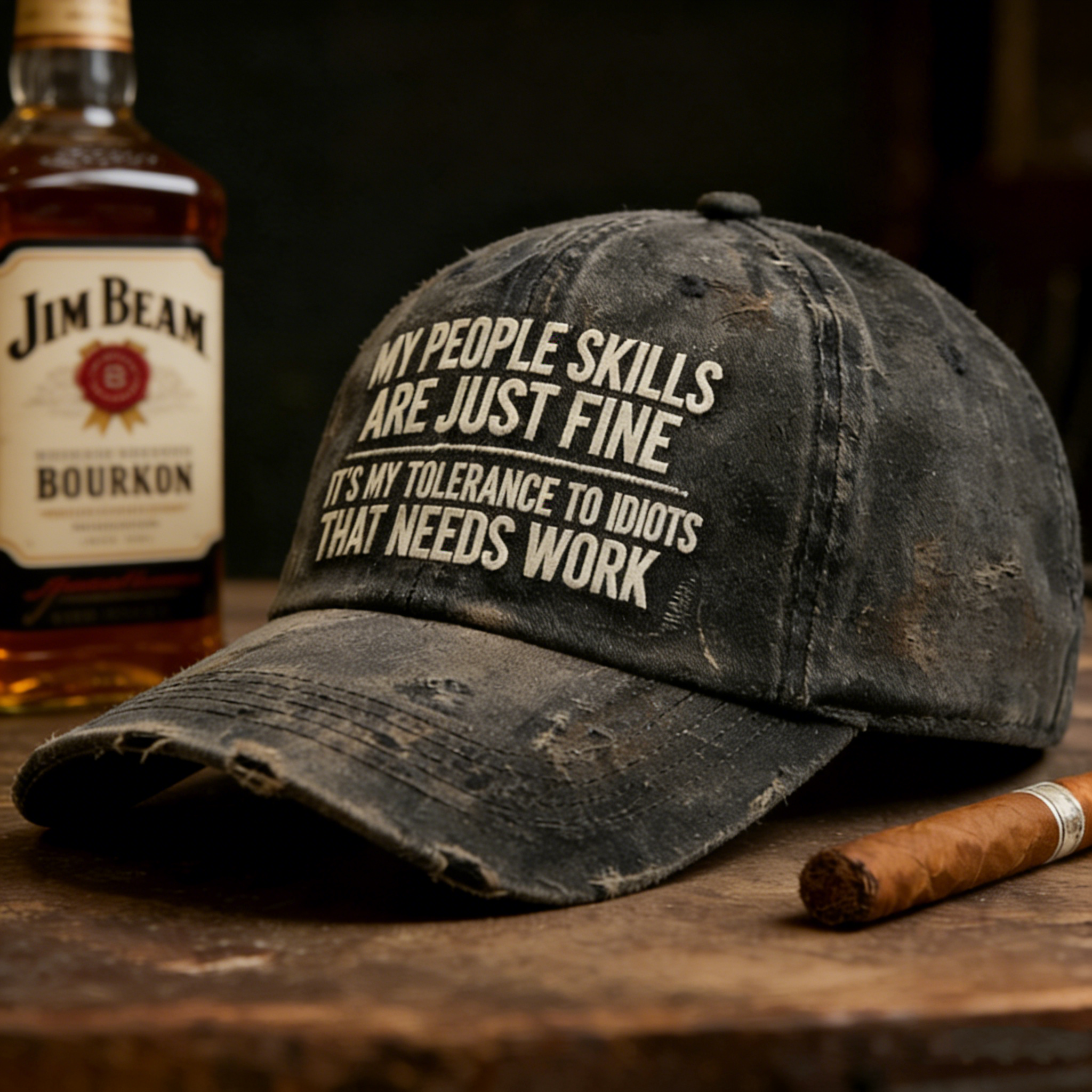 Vintage Distressed “My People Skills Are Just Fine” Humor Baseball Cap