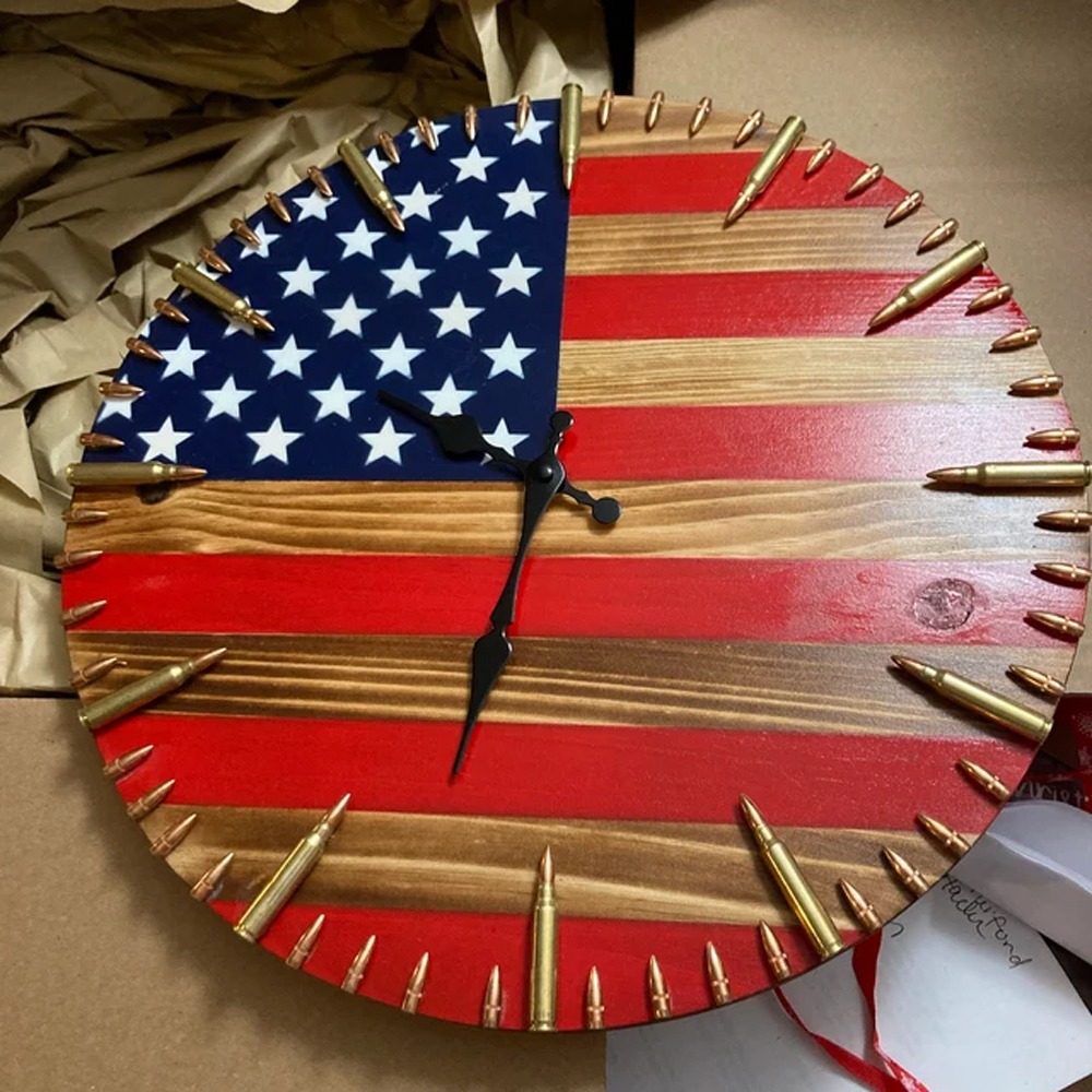 🔥Last Day 49% OFF🔥-Handmade Honor US Flag Patriotic Clock-BUY 2 FREE SHIPPING