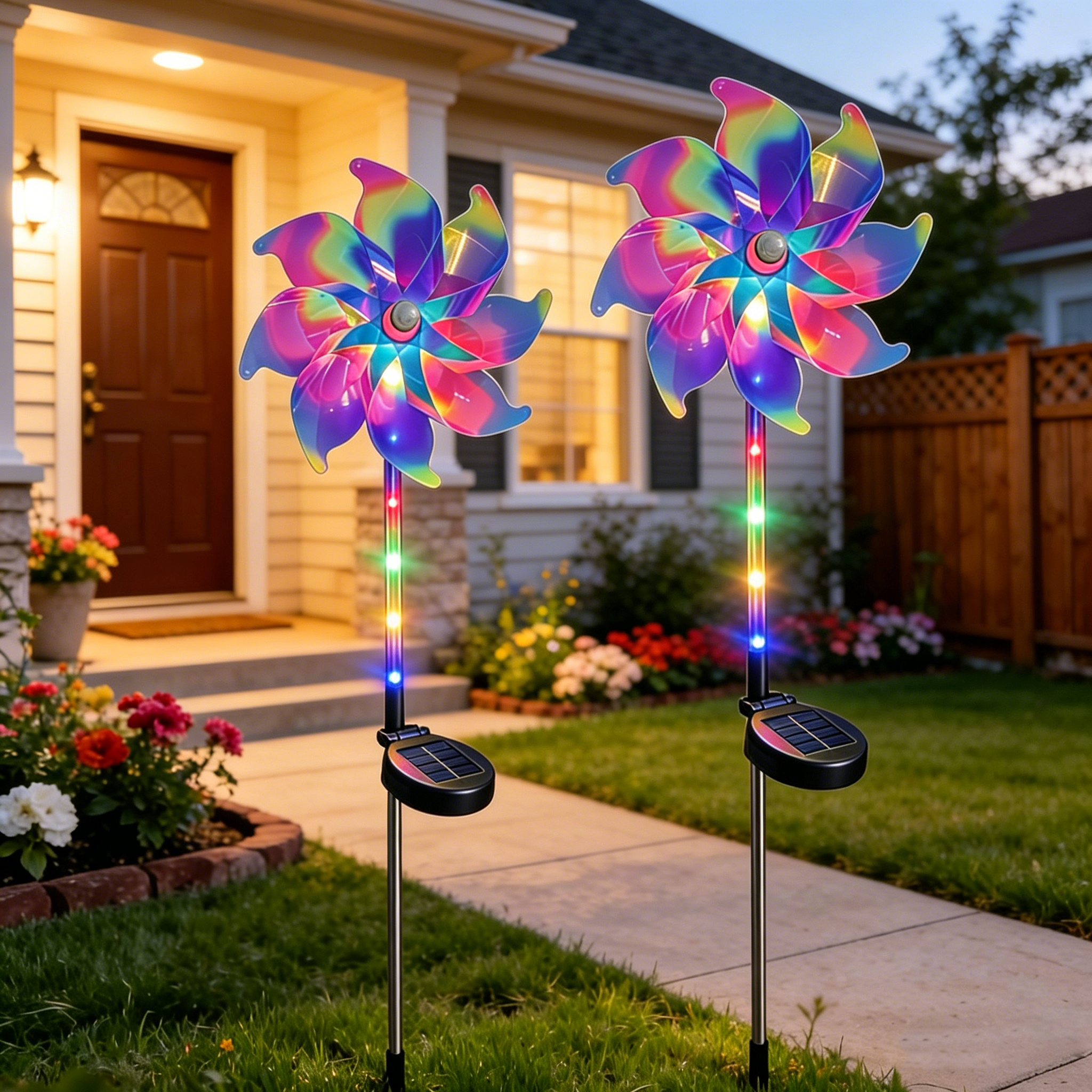✨Viral Hit Alert! Magical Holographic Rainbow Solar Pinwheel Lights to Bring Fairy Tales to Your Yard!🏡✨