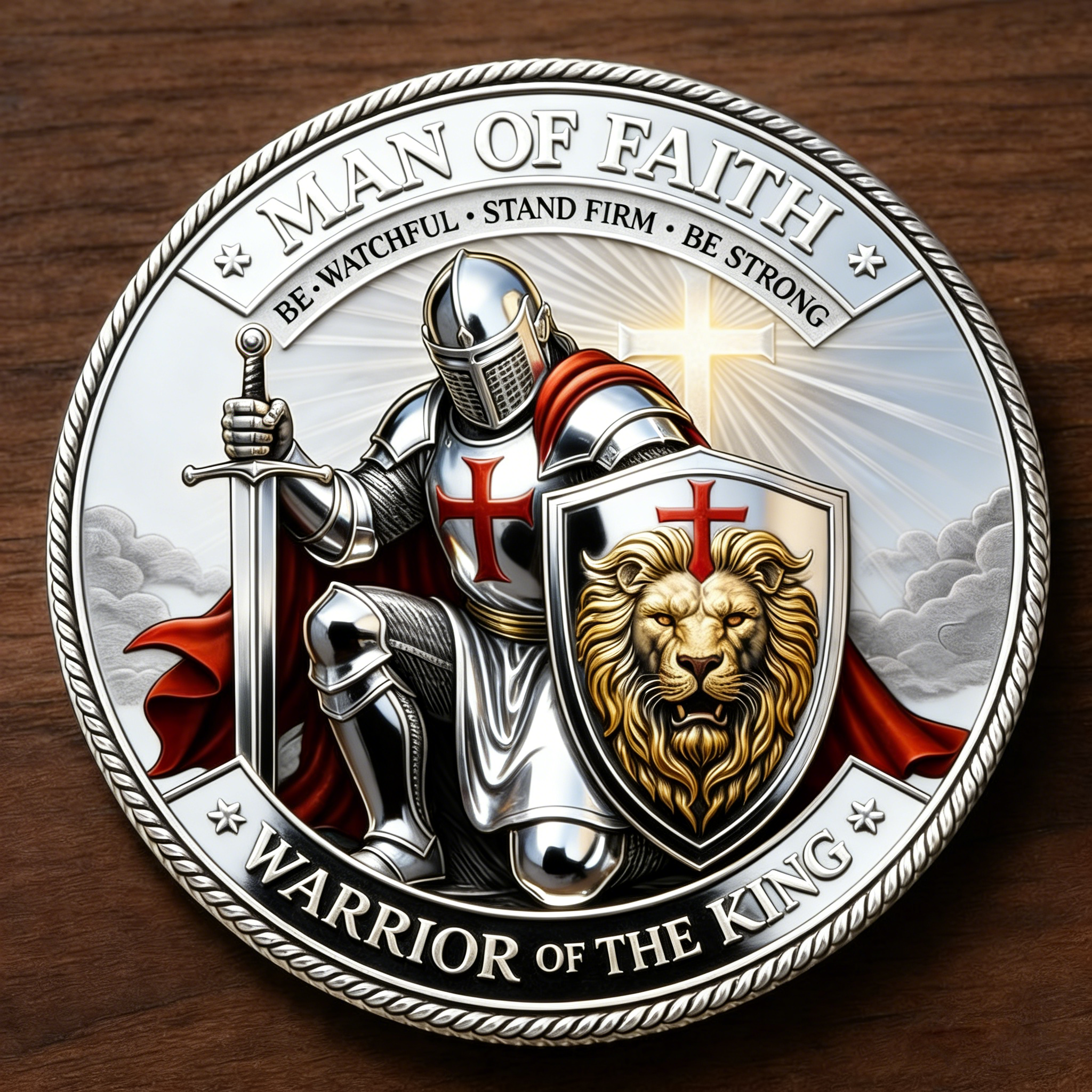 🦁Man of Faith – Warrior of the King Challenge Coin